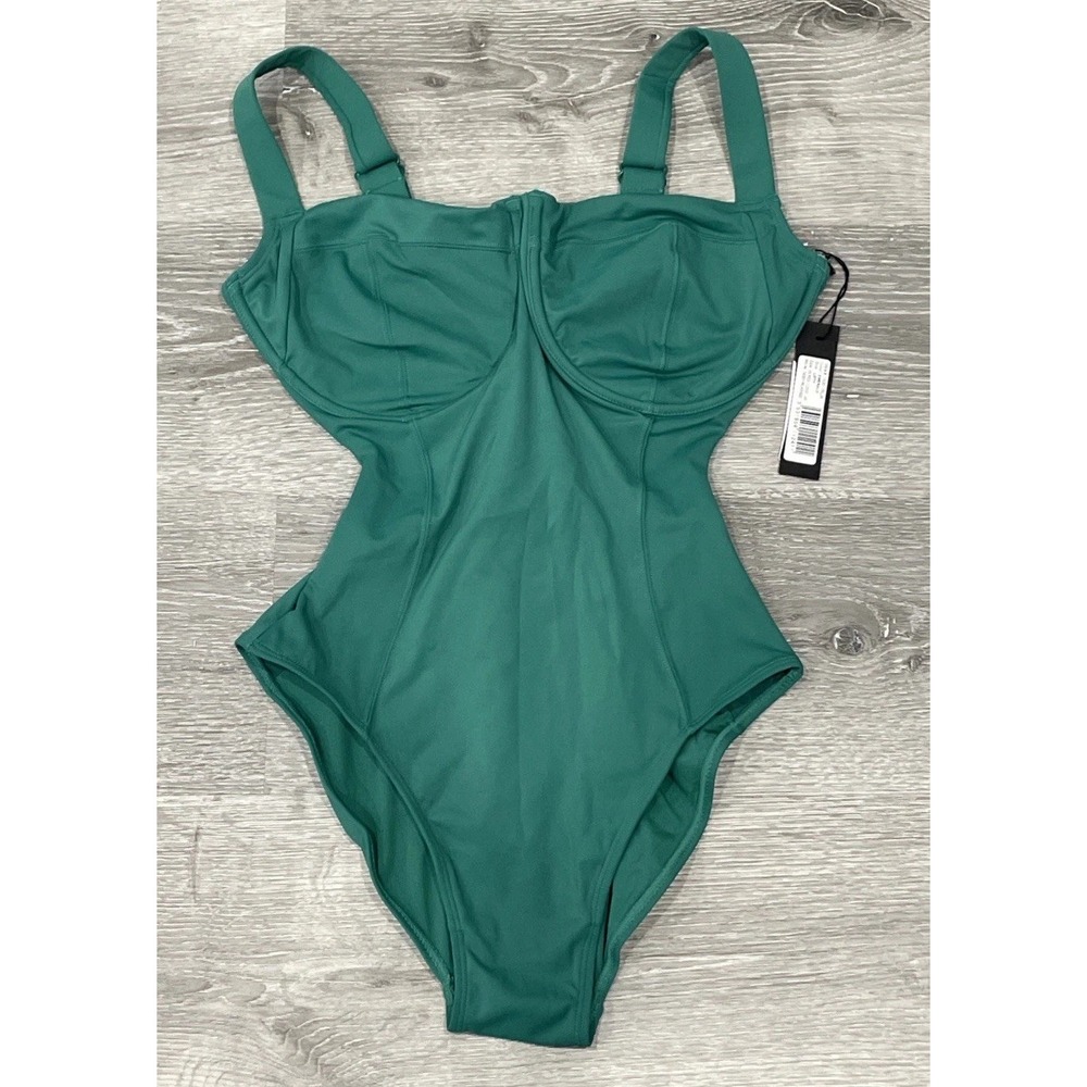 NWT TA3 Lifty Emerald Green Swimsuit Underwire Lace Up Shapewear XS Reg/Long J/K